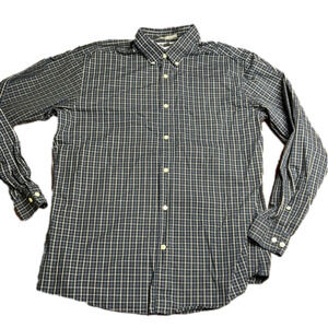 Eddie Bauer Men's Wrinkle Free Blue Plaid Button Down Classic Casual Shirt